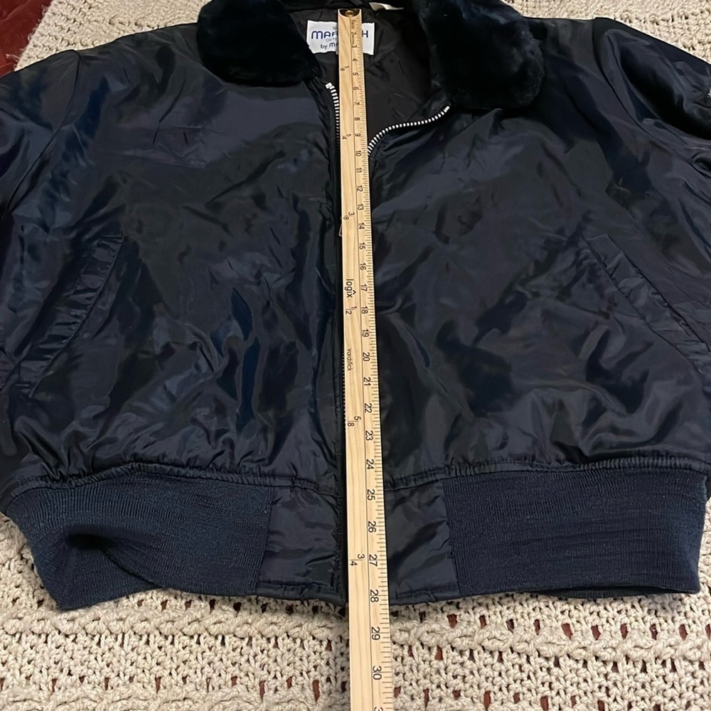 Martin’s Flight‎ Jacket Navy Blue Nylon Faux Fur collar, Full Zip, men’s Sz XL
